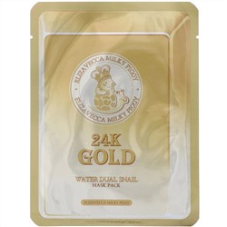 Elizavecca, Milky Piggy, 24k Gold Water Dual Snail, упаковка тканевых масок с золотом и секретом улитки, 10 шт., по 25 г (0,88 унции)