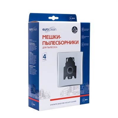 Мешок-пылесборник E-28/4  Euroclean синтетические для пылесоса, 4 шт