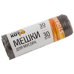 Мешки д/мусора "РЫЖИЙ КОТ" 30л (30шт./рул.), ПНД, черные (Минимальная отгрузка 30 шт)