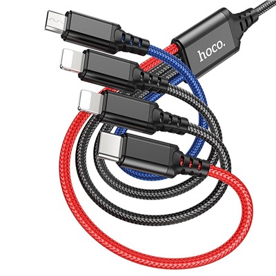 Кабель USB - Multi connector Hoco X76 4in1  100см 2A  (multicolor)
