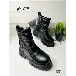 Зимние ботинки с натуральным мехом E91 черные