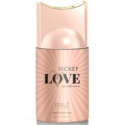 Дезодорант-спрей Prive SECRET LOVE POUR FEMME Парфюмированный для женщин с цветочно-фруктовым ароматом, 250 мл.