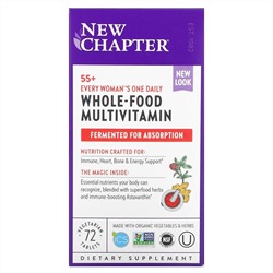 New Chapter, 55+ Every Woman's One Daily, витаминный комплекс на основе цельных продуктов для женщин старше 55 лет, 72 вегетарианские таблетки