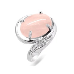 Кольцо из серебра розовый кварц, СПН4063