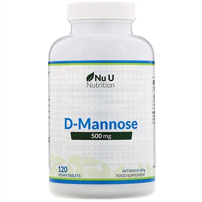 Nu U Nutrition, D-манноза, 500 мг, 120 растительных таблеток