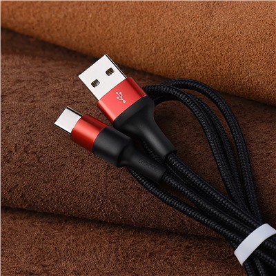 Кабель USB - Type-C Hoco X26 Xpress (повр. уп.)  100см 2A  (black/red)