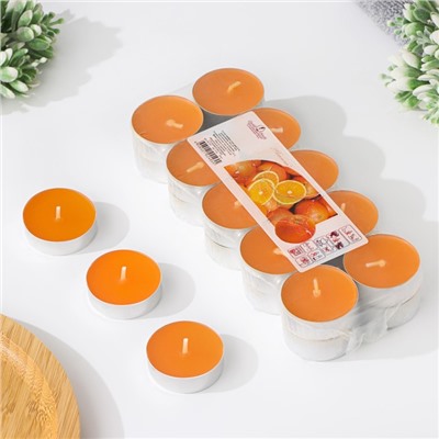 Набор чайных свечей ароматических в термоусадке "Апельсин", 3,8х1,6 см, 3,5 ч, 12 г, 20 штук