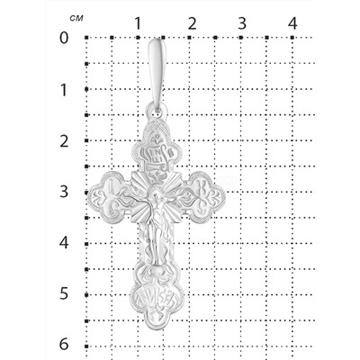 Крест из серебра родированный - 5,7 см 925 пробы 10-124р