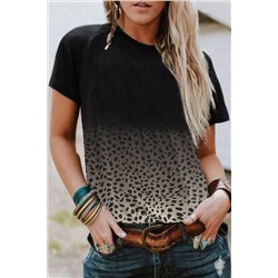 Black Ombre Leopard Print T-shirt