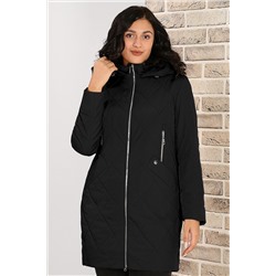 Куртка удлиненная черного цвета на молнии с капюшоном