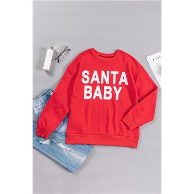 Fiery Red Shiny SANTA BABY Graphic Sweatshirt