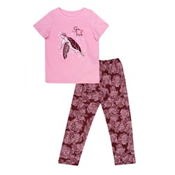 ПЖ-1811 Пижама для девочки (розовый черепаха)