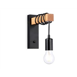 Настенный светильник с выключателем в стиле лофт TR8181 BK/LW черный/светлое дерево E27 max 40W 395*60*210