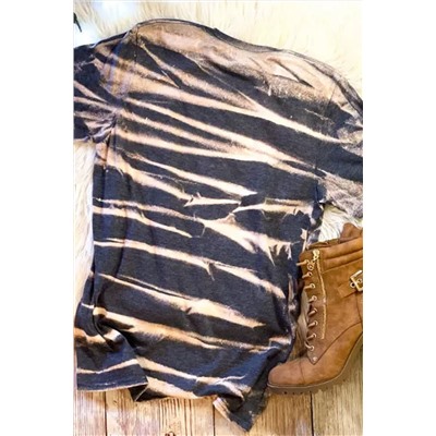 Blue Tie Dye Stripe Print Bleached T-Shirt