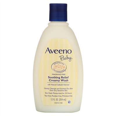 Aveeno, Сливочное средство для мытья для малышей «Успокаивающее облегчение», без отдушки, 12 жидк. унц. (354 мл)