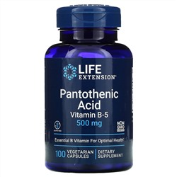 Life Extension, Pantothenic Acid, Vitamin B-5, 500 mg, 100 Vegetarian Capsules