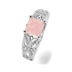 Кольцо из серебра розовый кварц, МЦВ216