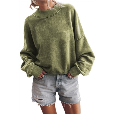 Green Drop Shoulder Crew Neck Pullover Sweatshirt