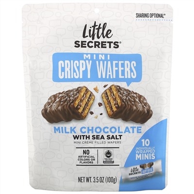 Little Secrets, Mini Crispy Wafers, Milk Chocolate with Sea Salt, 10 Individually Wrapped Minis, 3.5 oz (100 g)