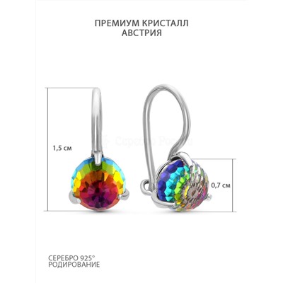 Серьги из серебра с кристаллами Swarovski Мистик зелёный родированные 925 пробы 0045с-001vm