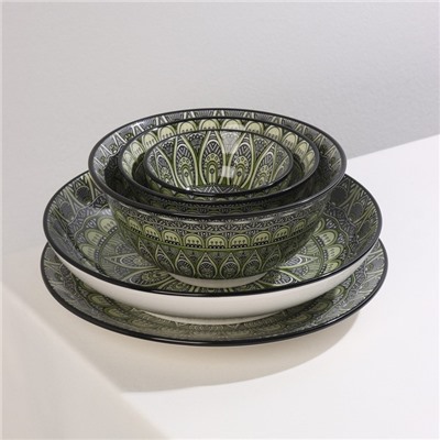 Тарелка керамическая Доляна «Мирсоле», d=22 см, цвет зелёный