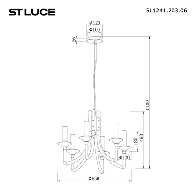 SL1241.203.06 Люстра подвесная ST-Luce Латунь/Белый E14 6*40W