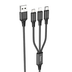Кабель USB - Multi connector Hoco X76 3in1  100см 2A  (black)