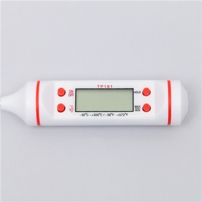 Термометр (термощуп) электронный на батарейках «Живи со вкусом», белый.