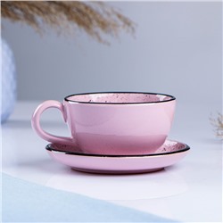 Чашка с блюдцем "Агнес" розовая, 0,2л