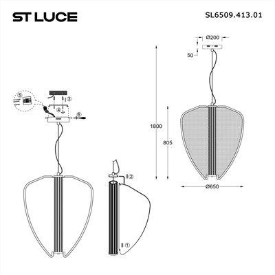 SL6509.413.01 Светильник подвесной ST-Luce Черный/Прозрачный LED 1*75W 4000K