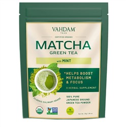 Vahdam Teas, зеленый чай в порошке, мята и матча, 50 г (1,76 унции)