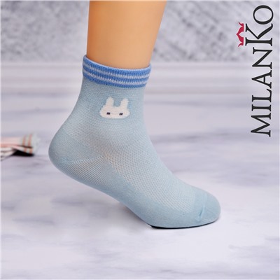 Детские хлопковые носки в сетку  "зайчики" (узор 15) MilanKo D-200