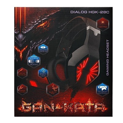 Компьютерная гарнитура Dialog HGK-28C Gan-Kata с подсветкой, игровая (black/red)