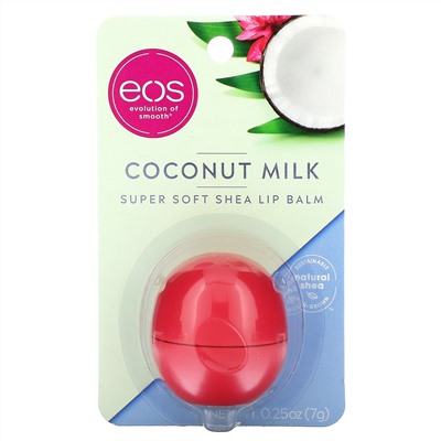 EOS, смягчающий бальзам для губ с маслом ши, кокосовое молоко, 7 г (0,25 унции)