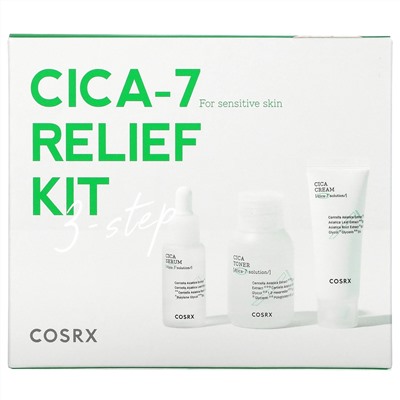 Cosrx, Cica-7 Relief Kit, For Sensitive Skin, 3 Piece Kit