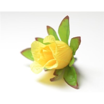 Искусственные цветы, Голова бутона розы с листом (d-50mm) для ветки, венка
