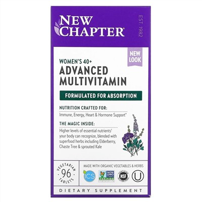 New Chapter, 40+ Women's Advanced Multi, 96 Vegetarian Tablets