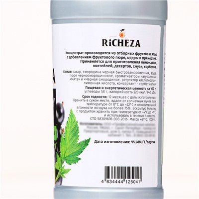 Концентрат RiCHEZA «Черная Смородина - Мята», 1000 г