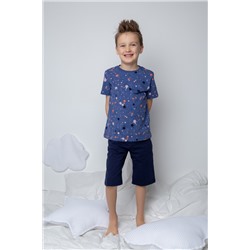 Пижама для мальчика Crockid К 1614 арт брызги на ультрамарине, глубокий синий