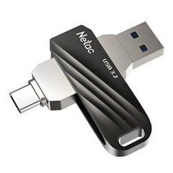 Флэш накопитель USB 256 Гб Netac US11 Dual (USB 3.0+ Type C) (black/silver)