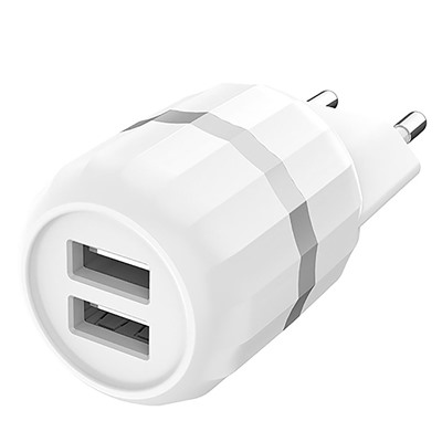 Адаптер Сетевой с кабелем Hoco C41A (повр. уп.) 2USB 2,4A/10W (USB/Lightning) (white)