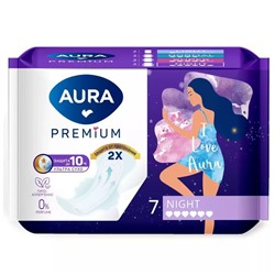 Прокладки Aura Premium Night, 7 шт