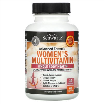 BioSchwartz, Advanced Formula, мультивитамины для женщин, 60 растительных капсул