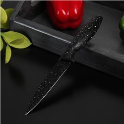 Нож с антиналипающим покрытием Доляна «Зефир», универсальный, лезвие 12,5 см, цвет чёрный