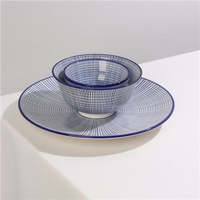 Тарелка керамическая Доляна «Мерцание», d=21,7 см, цвет синий