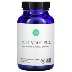Ora, Trust Your Gut, Vegan Probiotic & Prebiotic Supplement, 60 Vegan Capsules