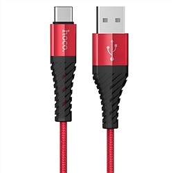 Кабель USB - Type-C Hoco X38 Cool Charging (повр. уп)  100см 3A  (red)