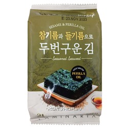 Сушеная морская капуста со вкусом периллы Nori Land Manjun, Корея, 4 г Акция