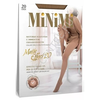 Акция MiNiMi Matte Effect 20 Женские тонкие колготки 20 ден с Make Up эффектом, комфортным поясом и прозрачным торсом.