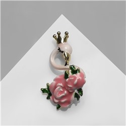 Брошь Фламинго в розах 4.3х2.5см цветная в золоте 9756985